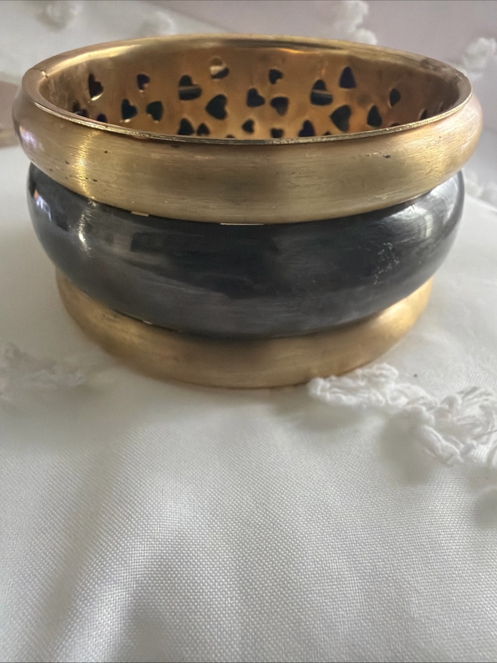 Gold and Black Stacked Bangle Bracelet - Women's Fashion Jewelry, small size